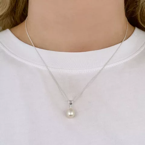 pärla hängen med halskedja i silver