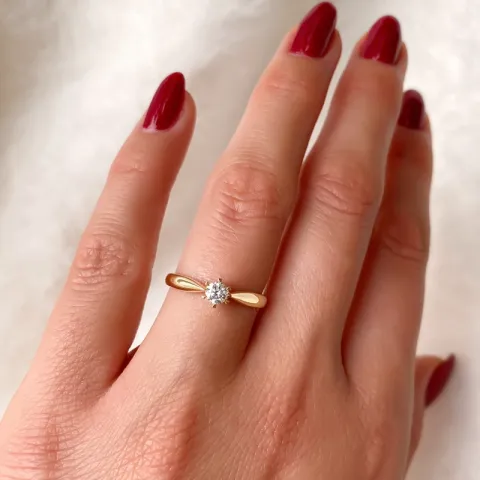 solitärring i 14 karat guld 0,20 ct