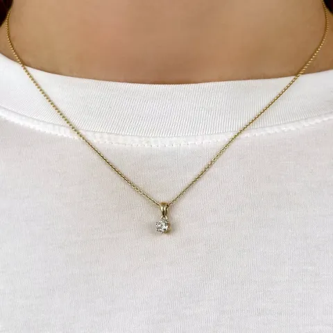 diamant solitärberlock i 14 carat guld 0,20 ct