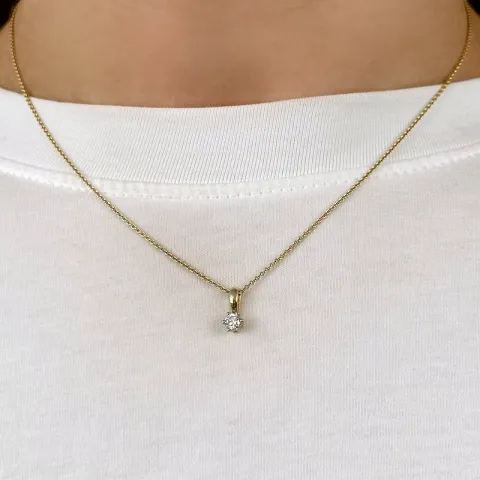 diamant solitärberlock i 14 carat guld 0,20 ct