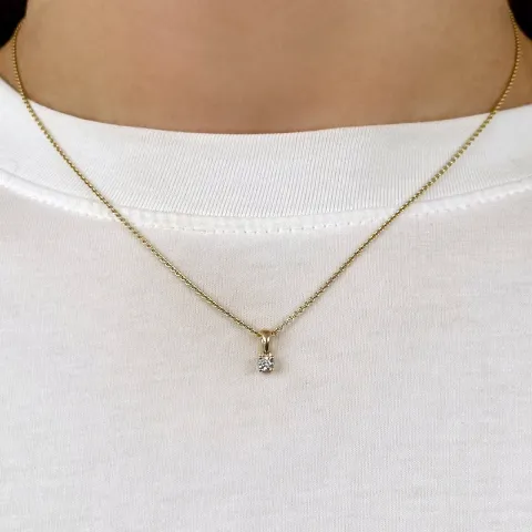 solitärberlock i 14 carat guld 0,10 ct