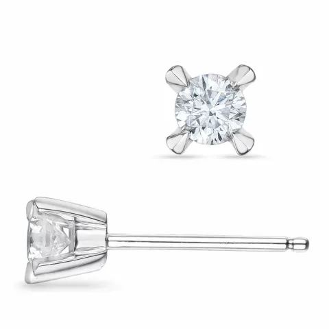 2 x 0,20 ct solitäreörhängestift i 14 karat vitguld med diamant
