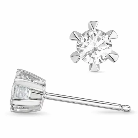 2 x 0,50 ct solitäreörhängestift i 14 karat vitguld med diamant