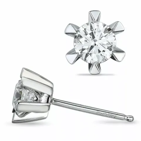 2 x 0,40 ct solitäreörhängestift i 14 karat vitguld med diamant