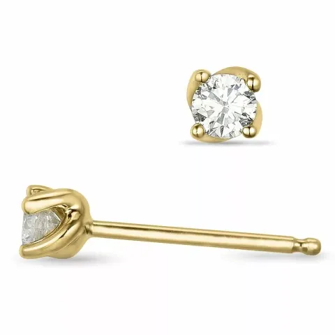 2 x 0,20 ct solitäreörhängestift i 14 karat guld med diamant