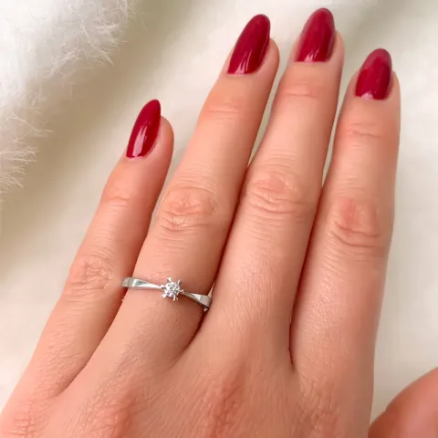 0,10 ct solitär ring i 14  karat vitguld