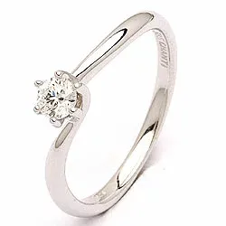 Enkel diamant vitguldsring i 14 karat vitguld 0,20 ct