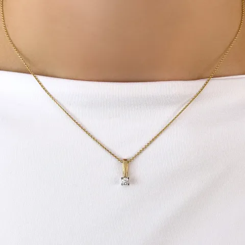 diamant solitärberlock i 14 carat guld- och vitguld 0,10 ct