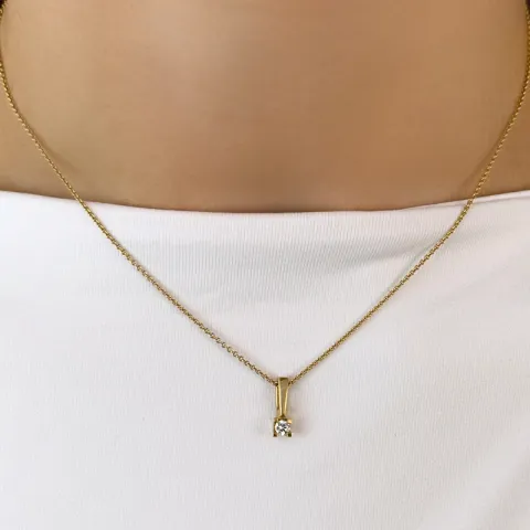 diamant solitärberlock i 14 carat guld 0,10 ct