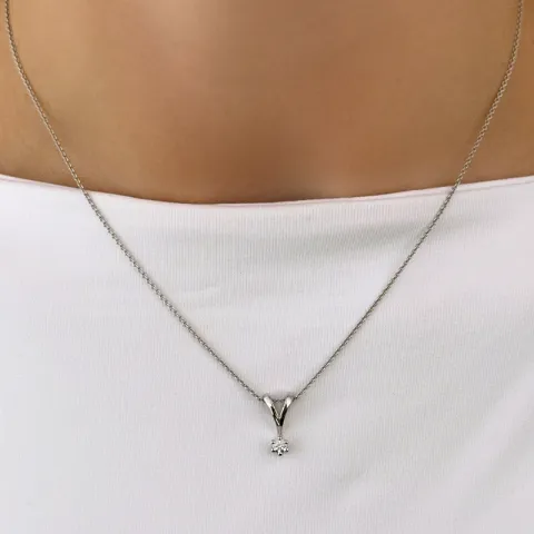 diamant solitärberlock i 14 carat vitguld 0,10 ct