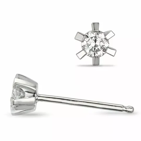 2 x 0,10 ct solitäreörhängestift i 14 karat vitguld med diamant