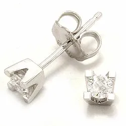 2 x 0,10 ct solitäreörhängestift i 14 karat vitguld 