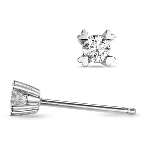 2 x 0,20 ct solitäreörhängestift i 14 karat vitguld med diamant