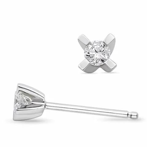2 x 0,05 ct solitäreörhängestift i 14 karat vitguld med diamant