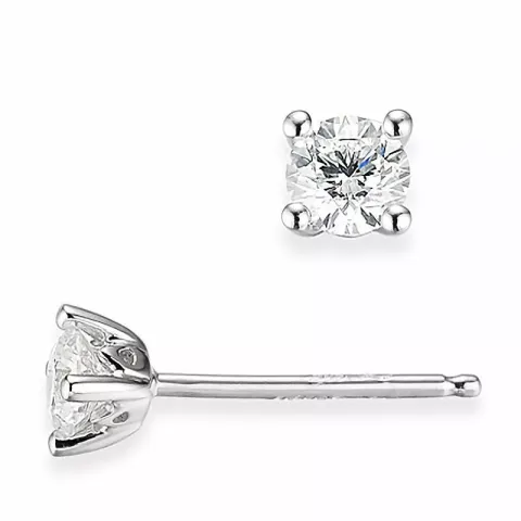 2 x 0,20 ct solitäreörhängestift i 14 karat vitguld med diamant