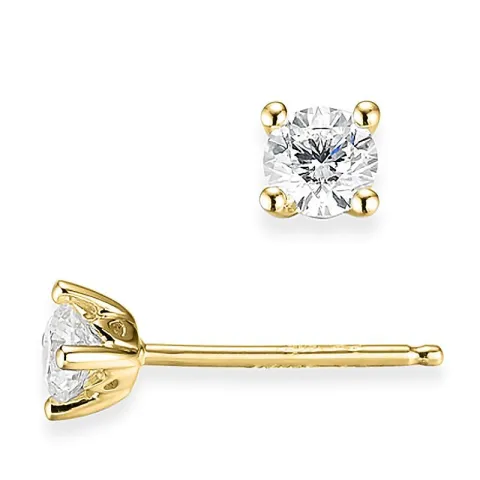 2 x 0,30 ct solitäreörhängestift i 14 karat guld med diamant