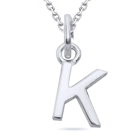 bokstav k halsband i silver med hängen i silver - My Letter