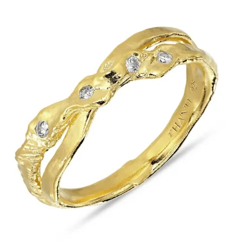 zirkon ring i förgyllt silver