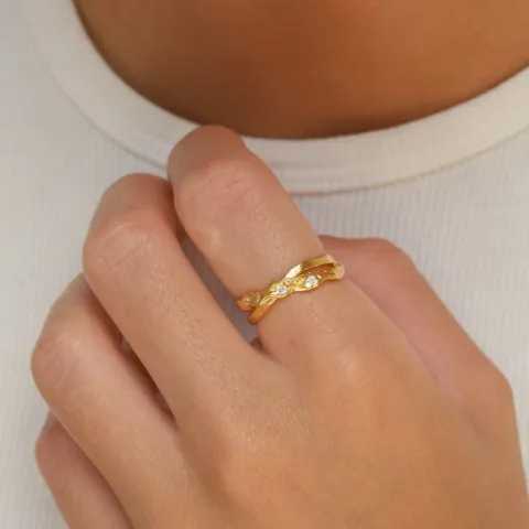 zirkon ring i förgyllt silver