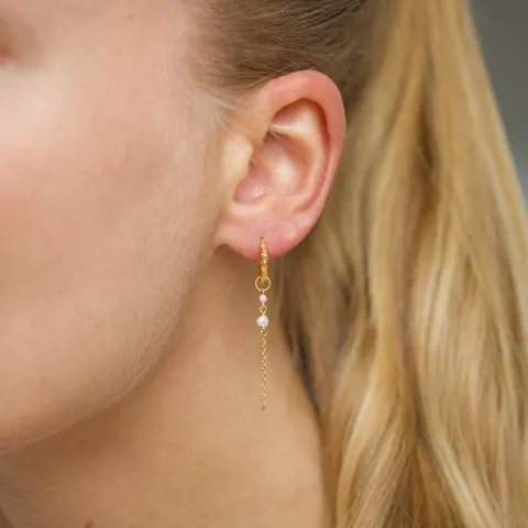 13,5 mm långa rosa creol i förgyllt silver