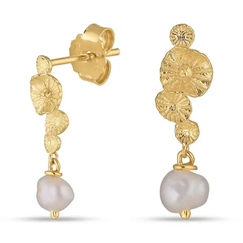 pärla örhängen i förgyllt silver - Lumé Etched