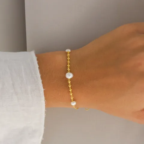 pärla armband i förgyllt silver 16 plus 3 cm x 6,9 mm