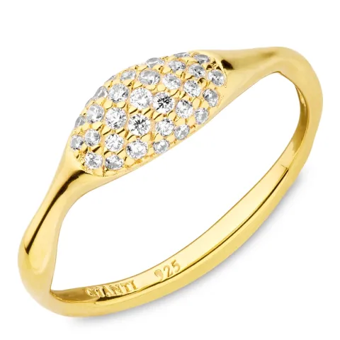 zirkon ring i förgyllt silver - Lumé Illume