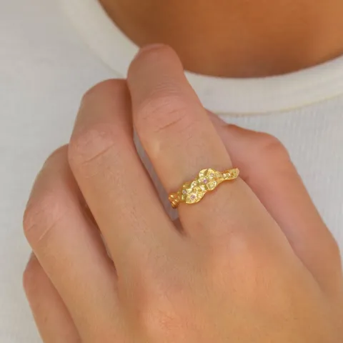 rosa zirkon ring i förgyllt silver