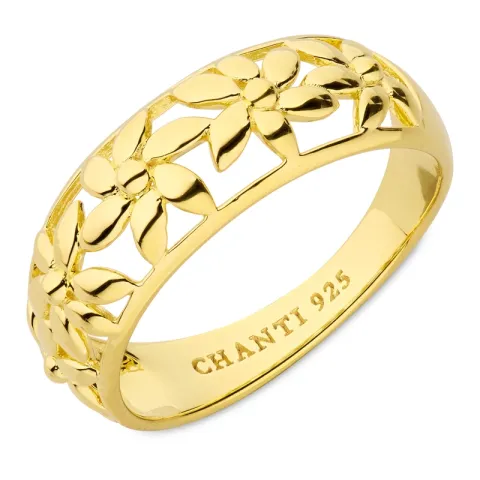 blommor ring i förgyllt silver