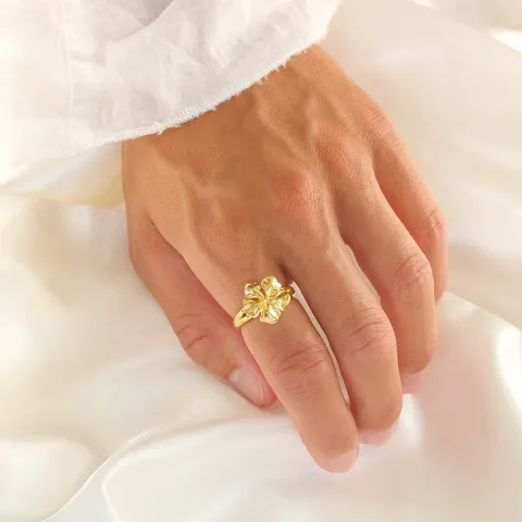 blommor ring i förgyllt silver