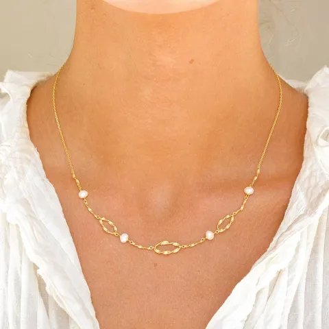 pärla halsband i förgyllt silver - Lumé Etched