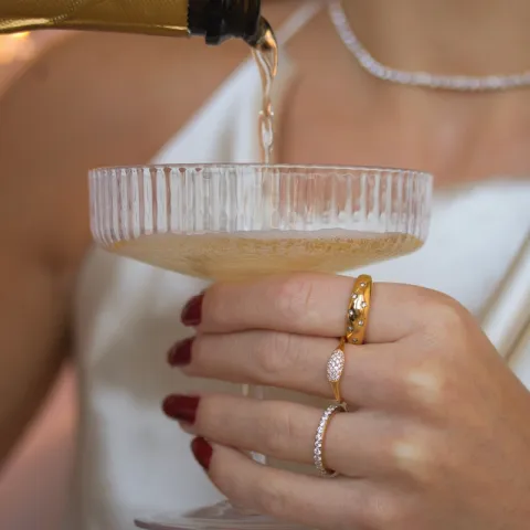 zirkon ring i förgyllt silver - Lumé Illume