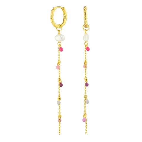 13 mm långa lila creol i förgyllt silver