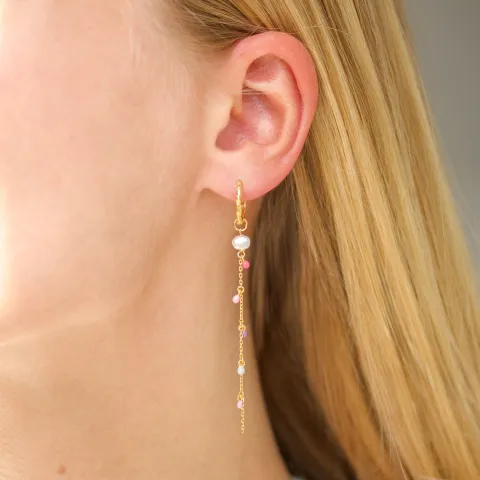 13 mm långa lila creol i förgyllt silver