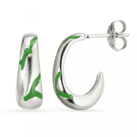 gröna emalj örhängen i silver