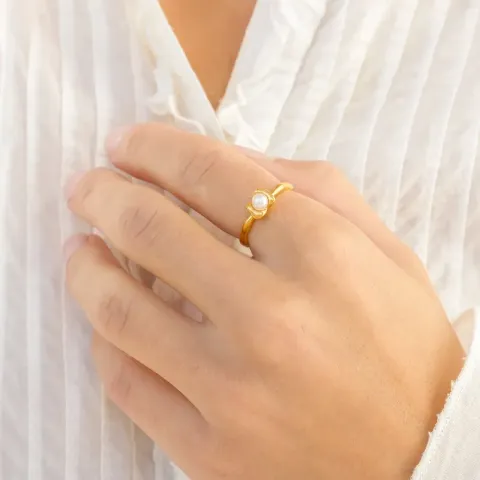 pärla ring i förgylld mässing - Eliné