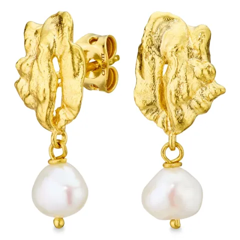 pärla örhängen i förgylld mässing - Eliné