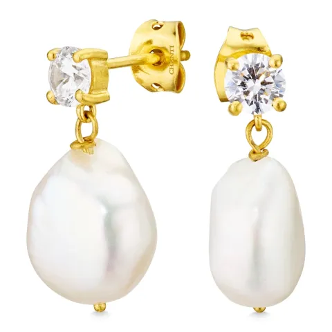 pärla örhängen i förgylld mässing - Eliné