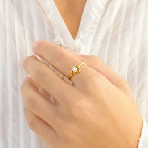 pärla ring i förgylld mässing - Eliné