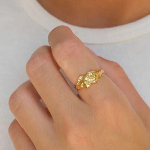 zirkon ring i förgylld mässing - Eliné
