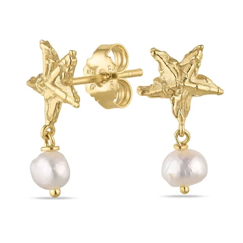 sjöstjärna pärla örhängen i förgylld mässing - Eliné