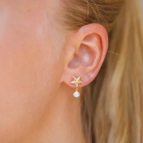 sjöstjärna pärla örhängen i förgylld mässing - Eliné