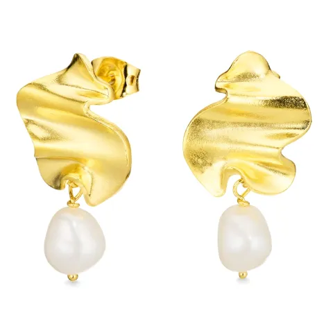 pärla örhängen i förgylld mässing - Eliné