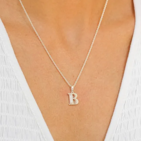 bokstav b zirkon hängen i silver - My Letter