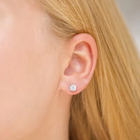 5 mm zirkon solitäreörhängestift i silver
