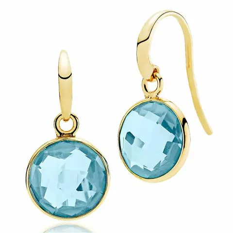 Izabel Camille Prima Donna runda blå örhängen i förgyllt silver blå kvarts