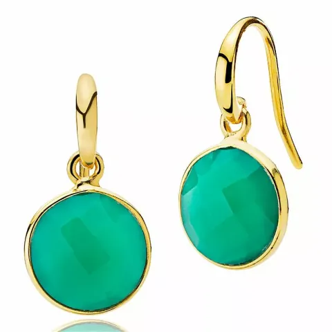 Izabel Camille Prima Donna runda gröna onyx örhängen i förgyllt silver grön onyx