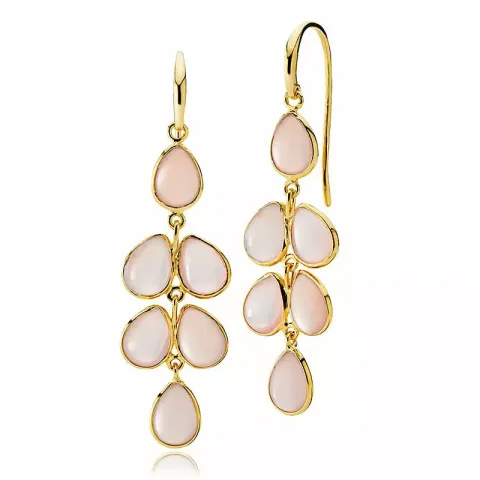stora Izabel Camille Anna Bella rosa calcedonit örhängen i förgyllt silver rosa calcedonit