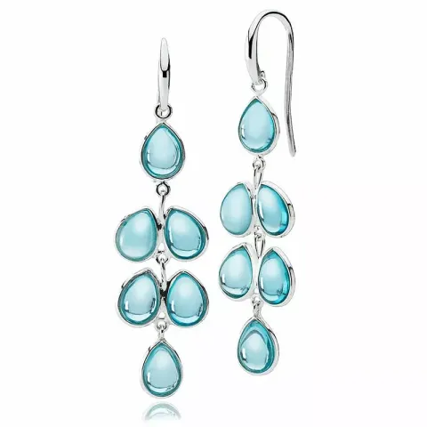 långa Izabel Camille Anna Bella blå kvarts örhängen i silver blå kvarts