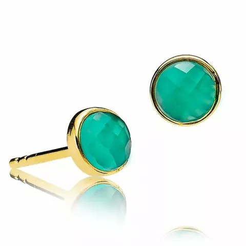 6 mm Izabel Camille Orient gröna onyx örhängen i förgyllt silver grön onyx